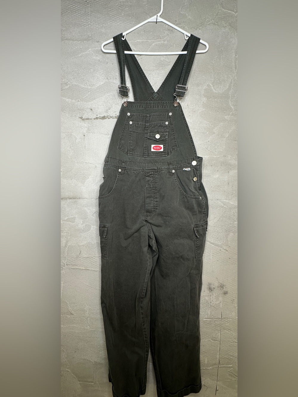 Vintage Revolt Jeans Overalls Women’s L Olive Green Cargo